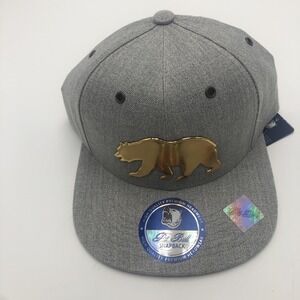 California Gold Bear SnapBack Hat One Size New‎ With Tags Gray Adult Unisex
